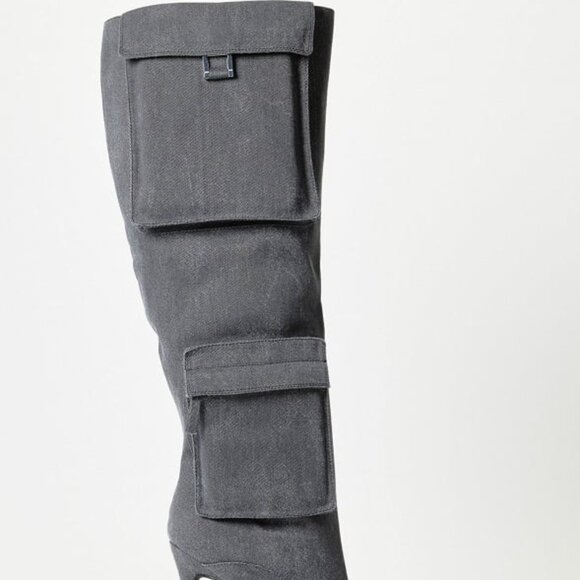 SHOEDAZZLE WOMENS TALL 4.25" STILETTO BOOT OUTER POCKET ACCENTS INNER ZIP - Picture 5 of 5